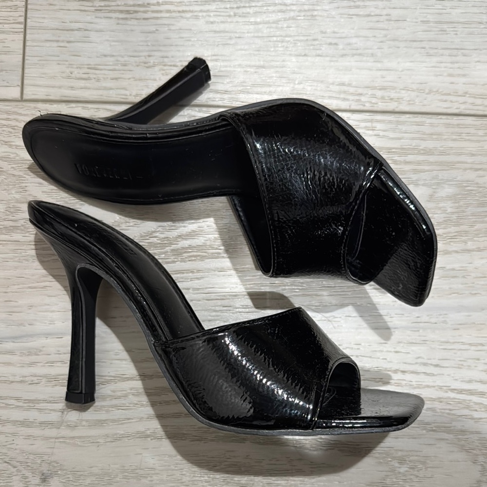 Forever 21 Black Patent Open-Toe High Heel Mules